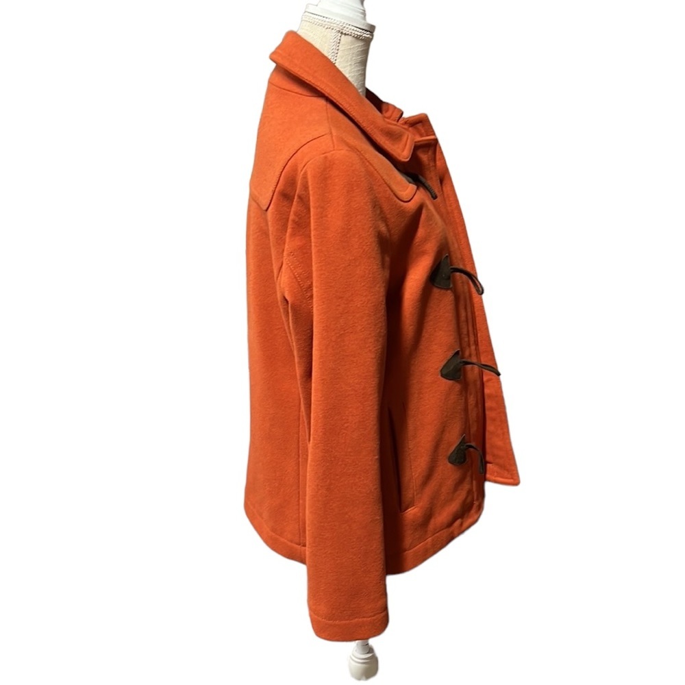 Gap Long Sleeve Full Zip Orange Jacket Toggle Pea Coat Wool Blend Womens M - Picture 5 of 12